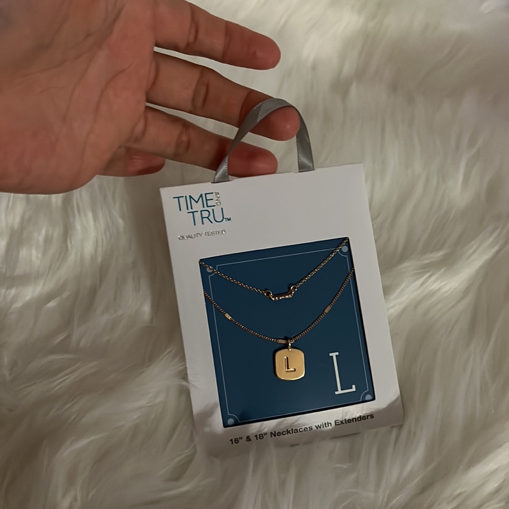 NWT Women's Initial Letter "L” Necklace Set, 2-Piece